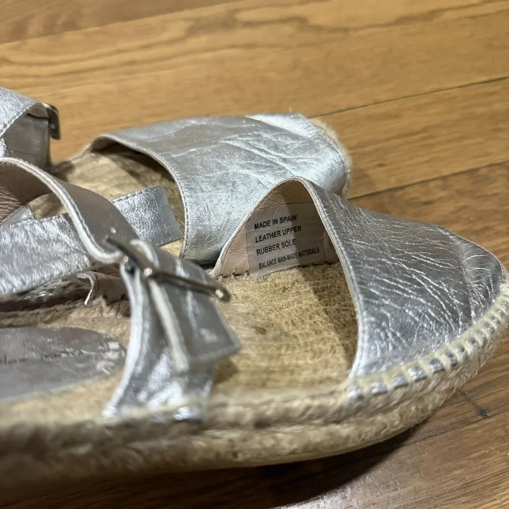 House Of Harlow 1960 Silver Cross Strap Flats Espadrilles Sz 9